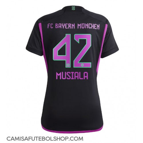 Camisa de time de futebol Bayern Munich Jamal Musiala #42 Replicas 2º Equipamento Feminina 2023-24 Manga Curta